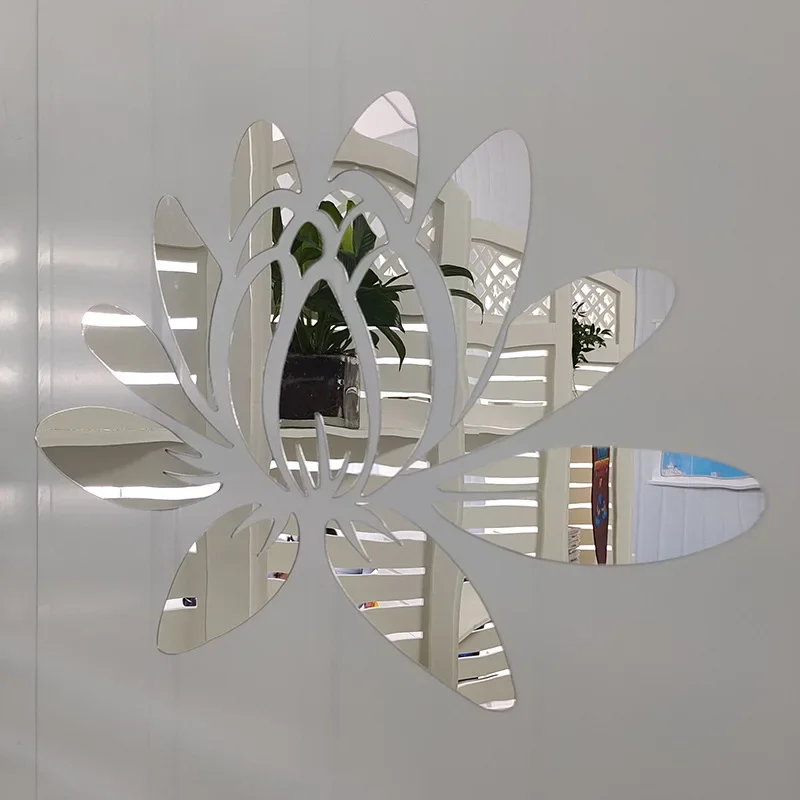 Lotus Flower Mirror Wall Sticker 3D DIY Removable Acrylic Art Mural Decal Stickers Living Room Bedroom Home Decorations wall sticker mirror wall sticker acrylic wall sticker