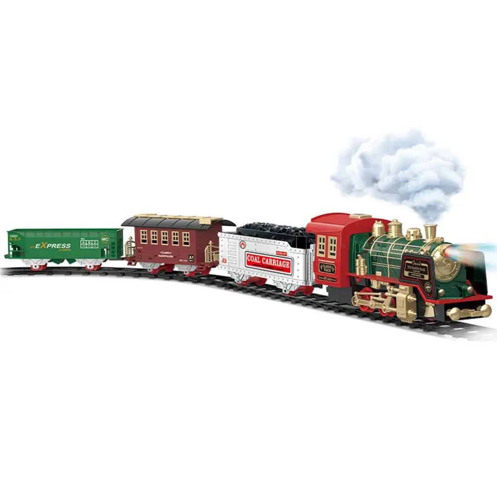 Electric Steam Train Toys Simulation Remote Control Classical Locomotive With Lighting Music For Children Gifts Car Model Set electric train set