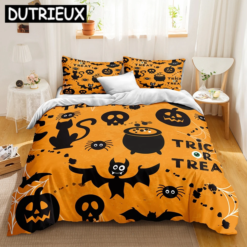 

Halloween Bedding Sets Cartoon Pumpkin Duvet Cover Set Modern Fashion Home Textiles Floral Bed Linen For Dropshipping