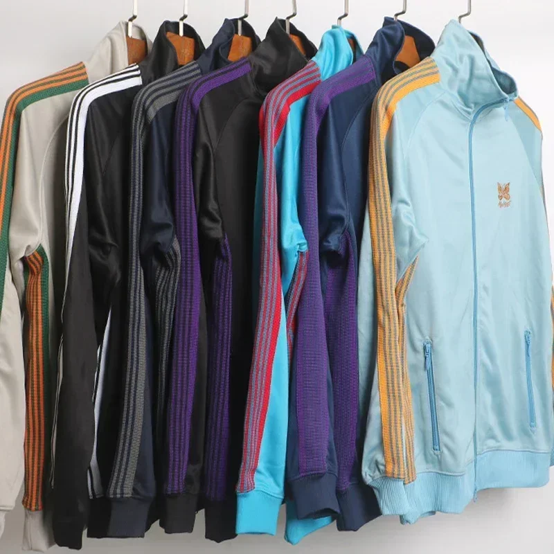 2024 Casual Fashion Coat Men Women Knitted Stripes Jackets Zipper Track Jacket 4