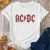Summer Women Cotton T-Shirt Rock Band Graphic Clothing Men Fashion Letter ACDC Printing Tops Tees Female Casual Streetwear 1