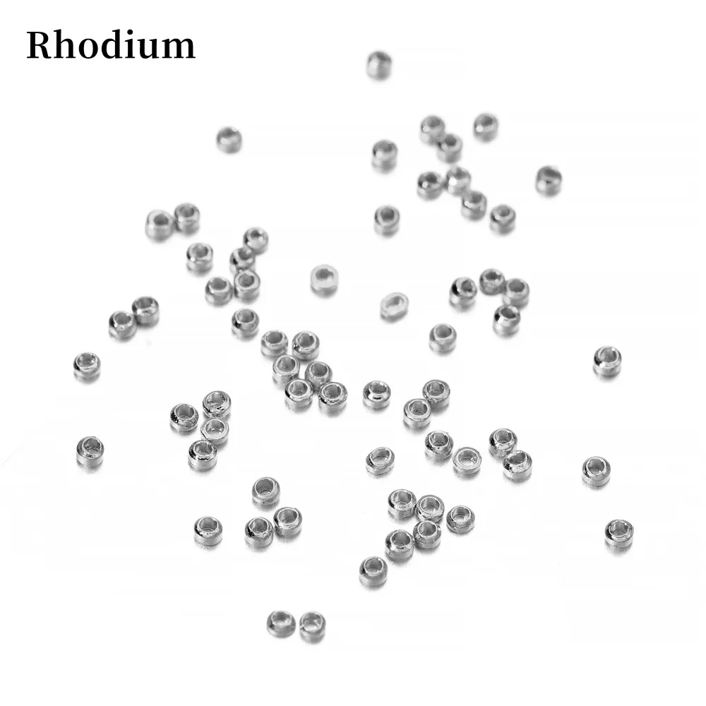 100-500pcs/lot Gold  Copper Ball Crimp End Beads Dia 2 2.5 3 mm Stopper Spacer Beads For Diy Jewelry Making Findings Supplies 