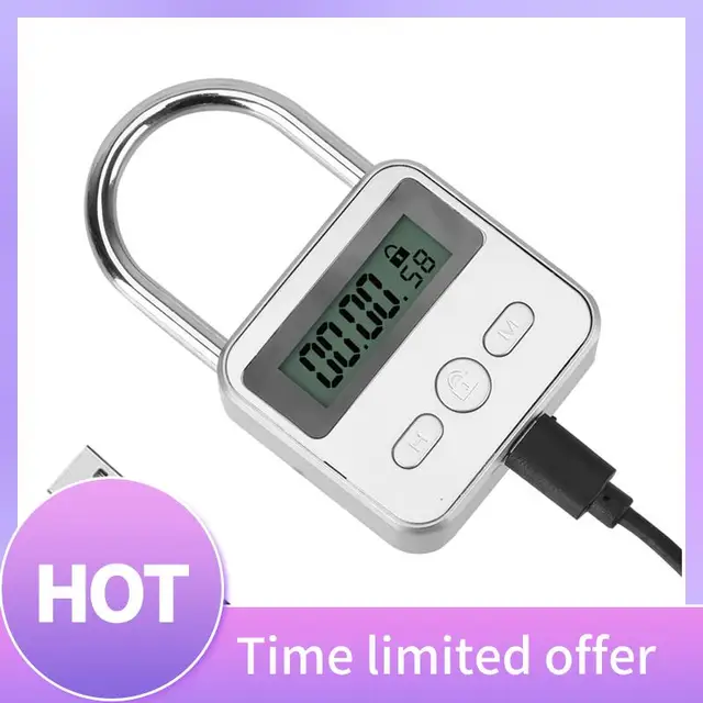 ABFN-LCD Display Electronic Timer Switch USB Rechargeable Timer Padlock Travel Electronic Timer-Black 1