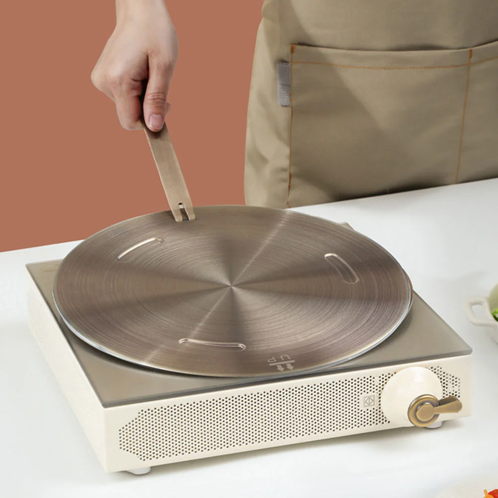 Induction Cooker Heat Conduction Plate Collector Adapter Kitchen Gas Stove Removable Handle Cookware Metal Electric Diffuser