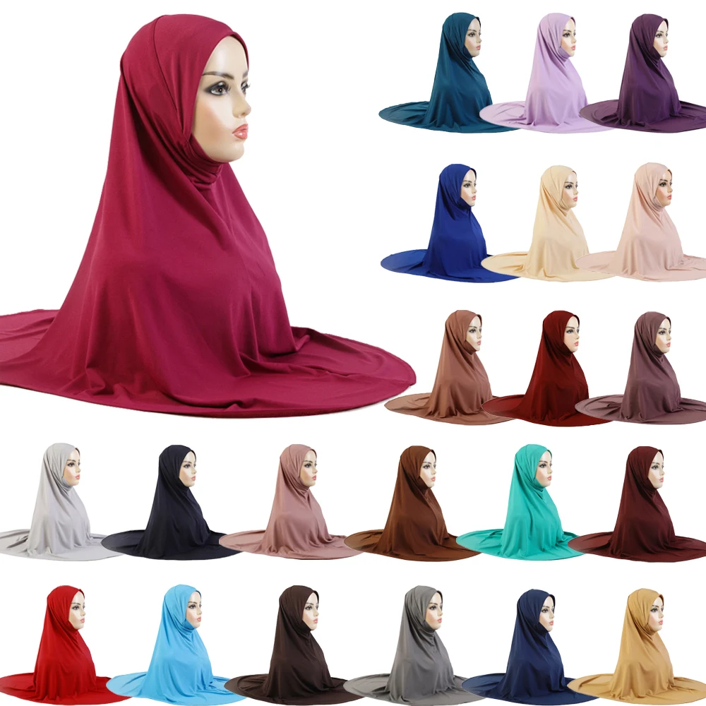 

Women Muslim Khimar Abaya Long Hijab Robe Burqa Head Scarf Islamic Prayer Garment Overhead Turban Hijab Shawls Wraps Ramadan