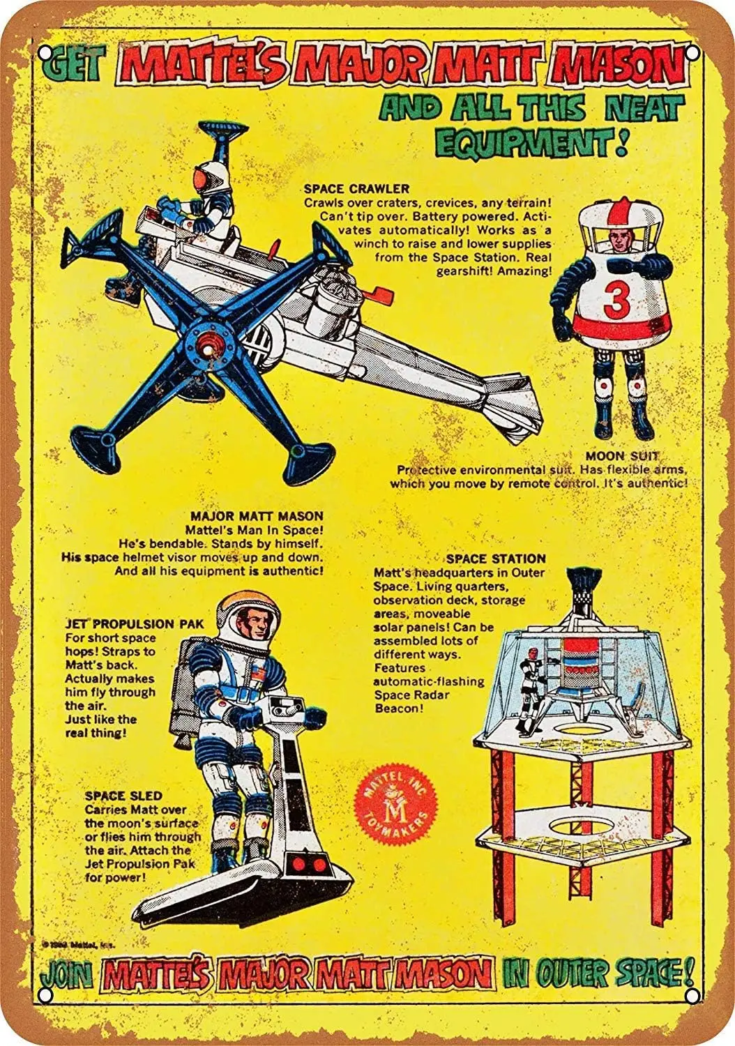 Retro Metal Tin Sign Funny Major Matt Mason In Space -Es Sign For Home Cave Garage Bar Decorazione Della Parete Vintage Metal