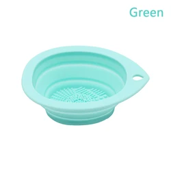 Silicone Makeup Brush Cleaner: Folding Soft Mat Scrubber Box (Green)