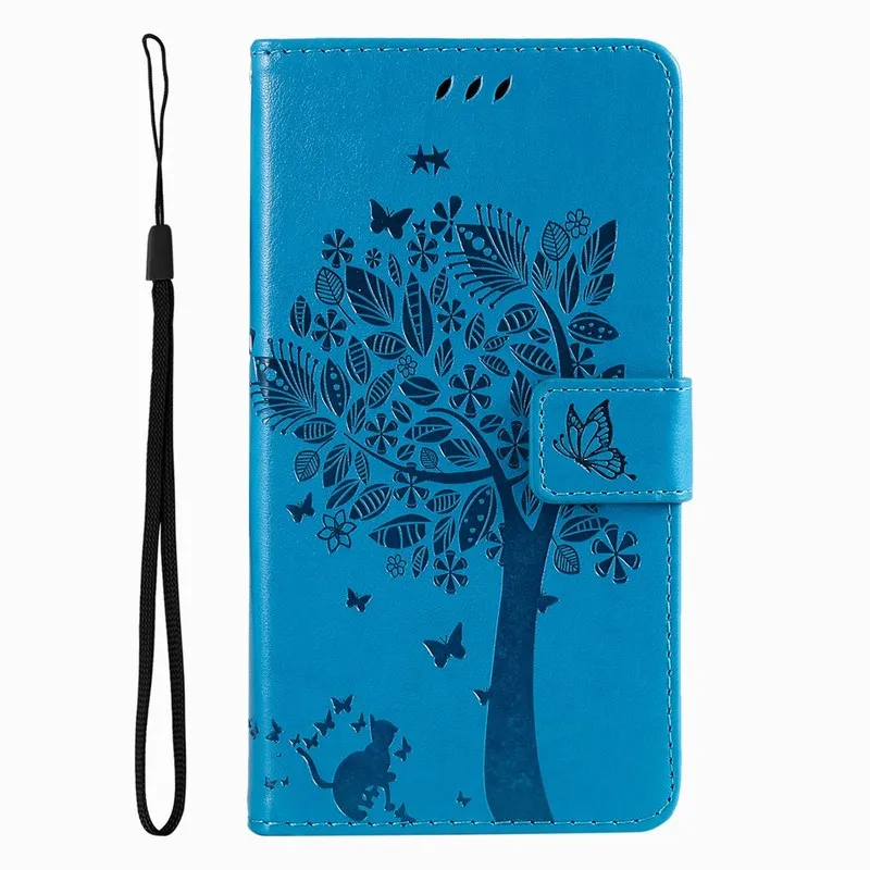 Cute Cat Tree Leather Wallet Case with Card Slots - Protective Cover