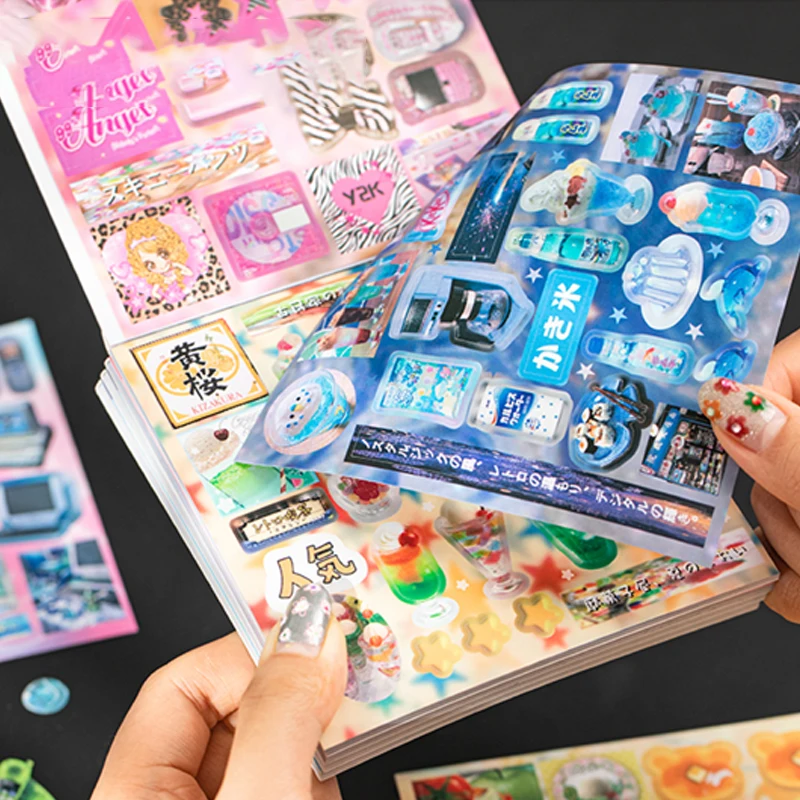 Mr.Paper 20매/책 Y2K 레트로 글리터 스티커북, 저널 스크랩북킹 DIY 데코를 위한 미적 Y2K 테마 스티커
