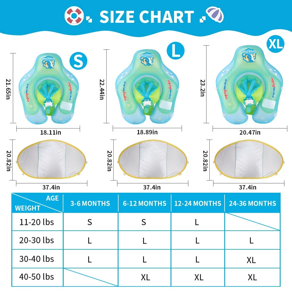 Baby Swimming Float With Canopy Inflatable Infant Floating Ring Kids Swim Pool Accessories Circle Bathing Summer Toys 6
