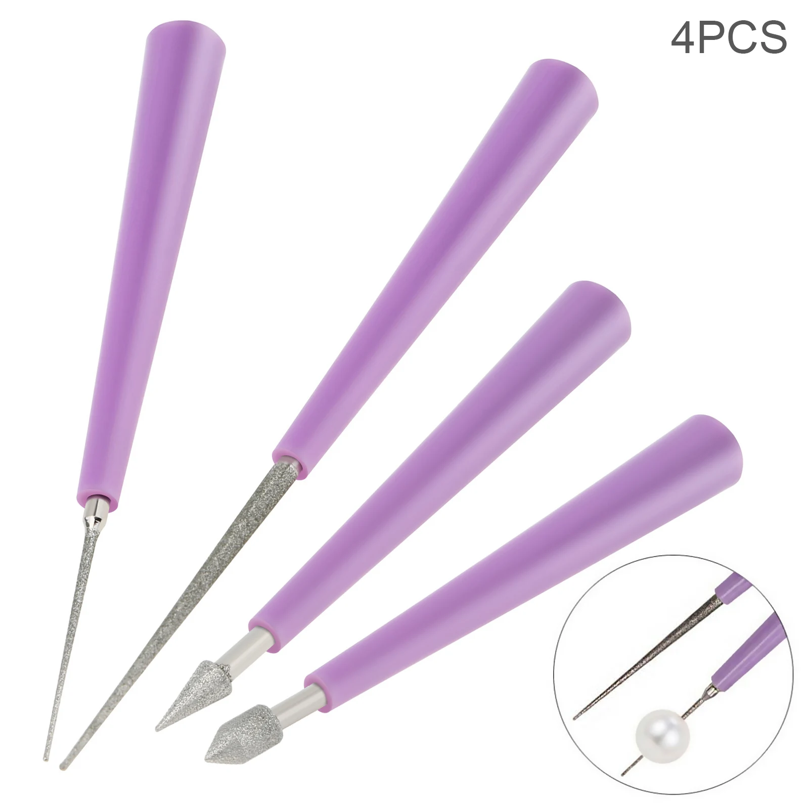 1/2/4 Pcs Diamond Tipped Bead Reamer Burr Beading Hole Enlarger Tools Puncher for DIY Jewelry Making Bead Reamer