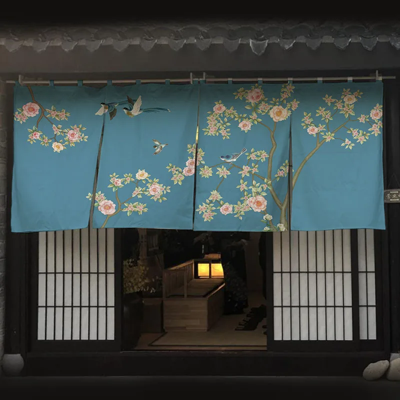

Chinese Ink Style Short Curtain Homestay Restaurant Signboard Teahouse Partition Kitchen Hanging Curtain Noren Decor Drapes