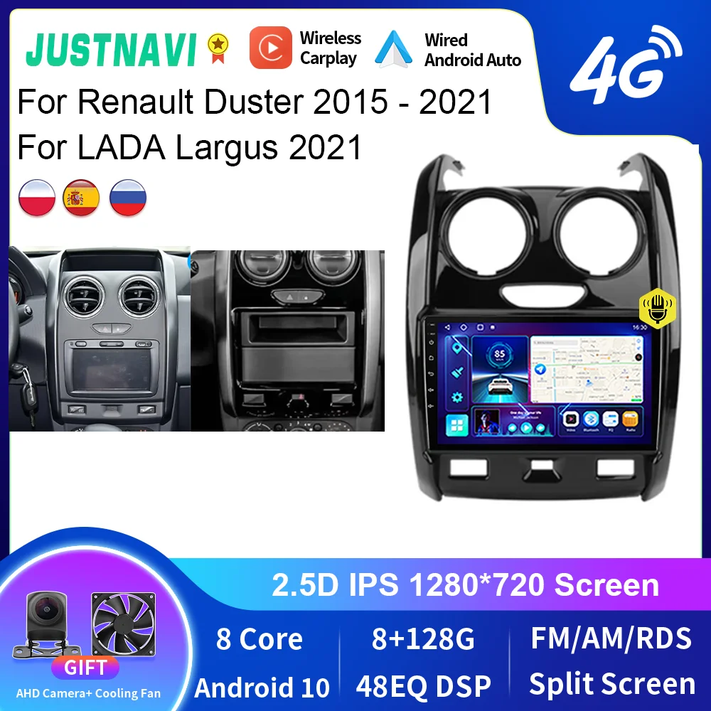 

JUSTNAVI For Renault Duster 2015 - 2021 For LADA Largus 2021 Car Radio Multimedia Stereo Autoradio Video DSP Player Navigation
