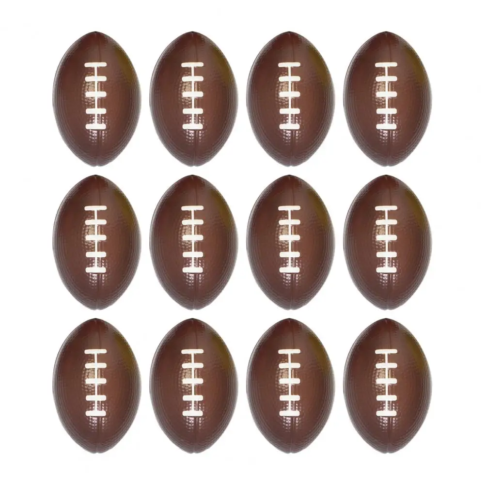 12Pcs Mini Rugby Ball Football Stress Ball Hand Grip Football Training Stress Anxiety Relief High Elasticity Party Toys