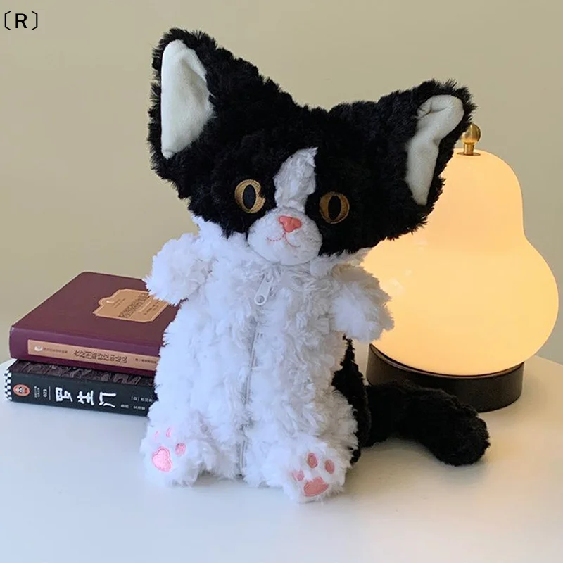 〔R〕크리에이티브 플러시 고양이 펜 가방 대용량 메이크업 가방 연필 파우치 여성용 다기능 카와이 문구류 보관함 여성용