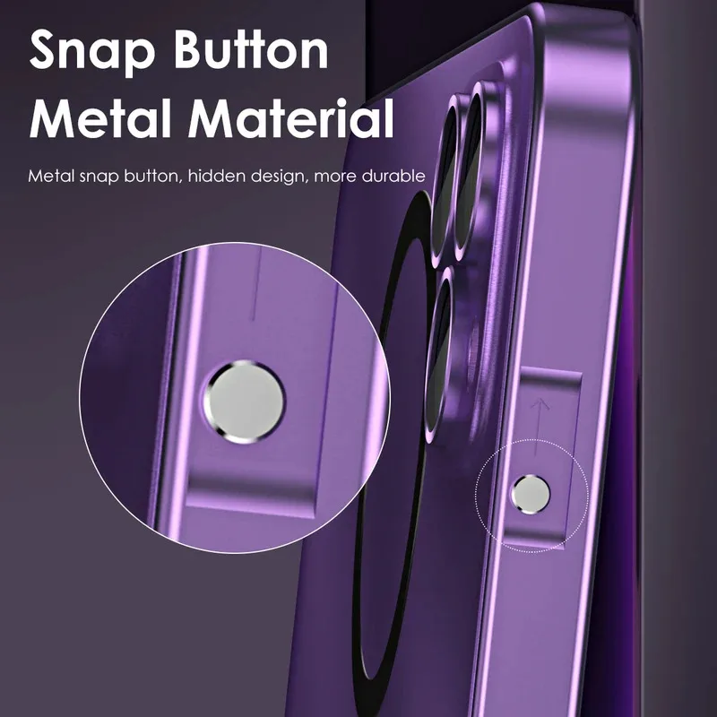Premium Metallic Phone Case with Magnetic Frosting and Lens Protection, Magsafe Compatible