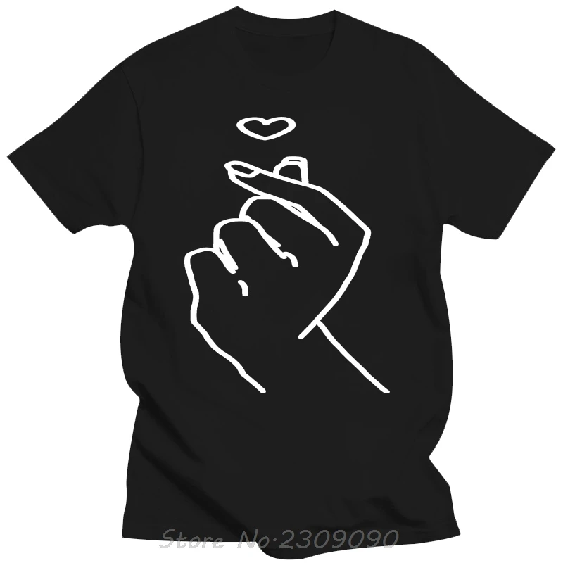 Kpop Hemd Koreanische Liebe Herz Hand Symbol Saranghae Liebe Geschenk T-shirt Männer Casual T-shirt Mode Oansatz Tops Tees Sommer T Shirt