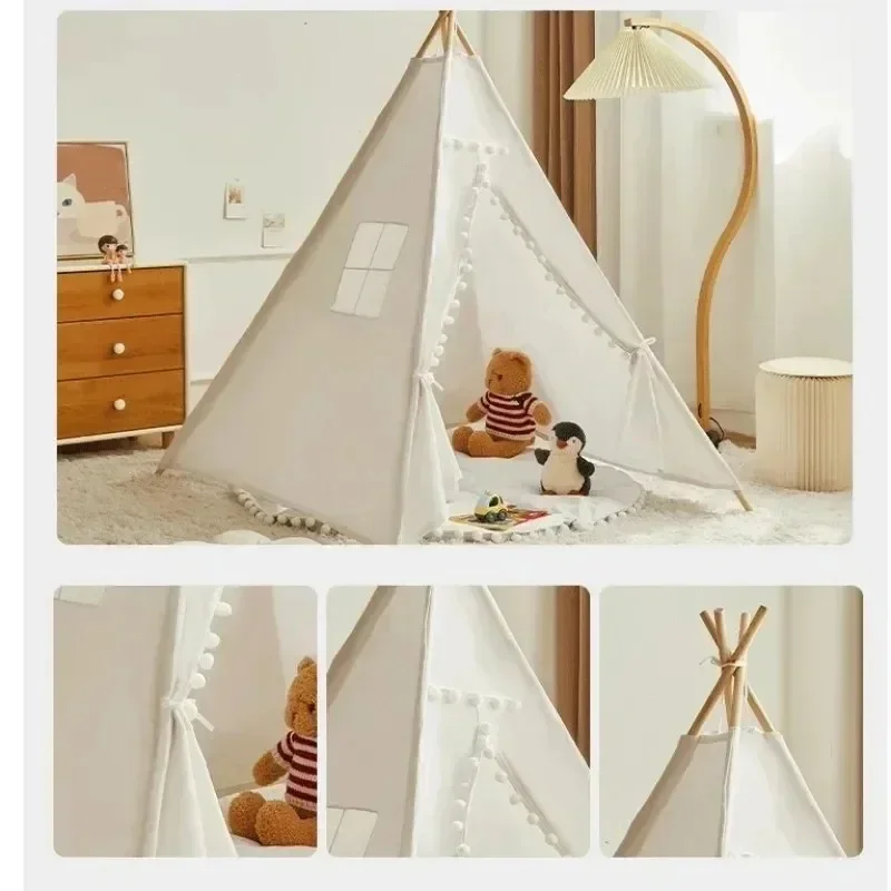 1.6M Kids Tents Play House Wigwam for Children Portable Child Tipi Tents Teepee Toddler Girl and Boy Ball Pit Castle Play Room 2