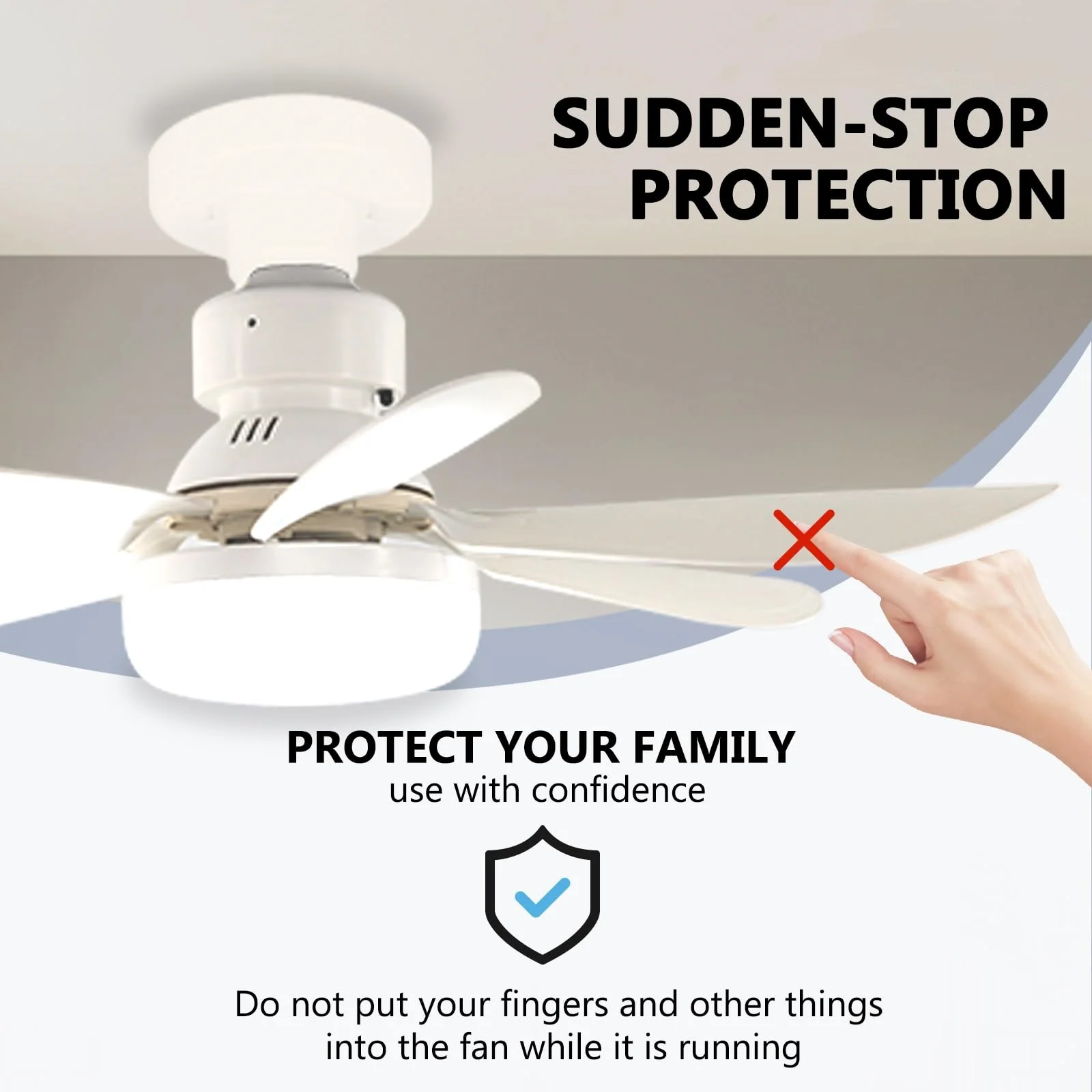 Ceiling Fan 40W Socket 20.5in Screw Remote Light For Bedroom Garage Kitchen