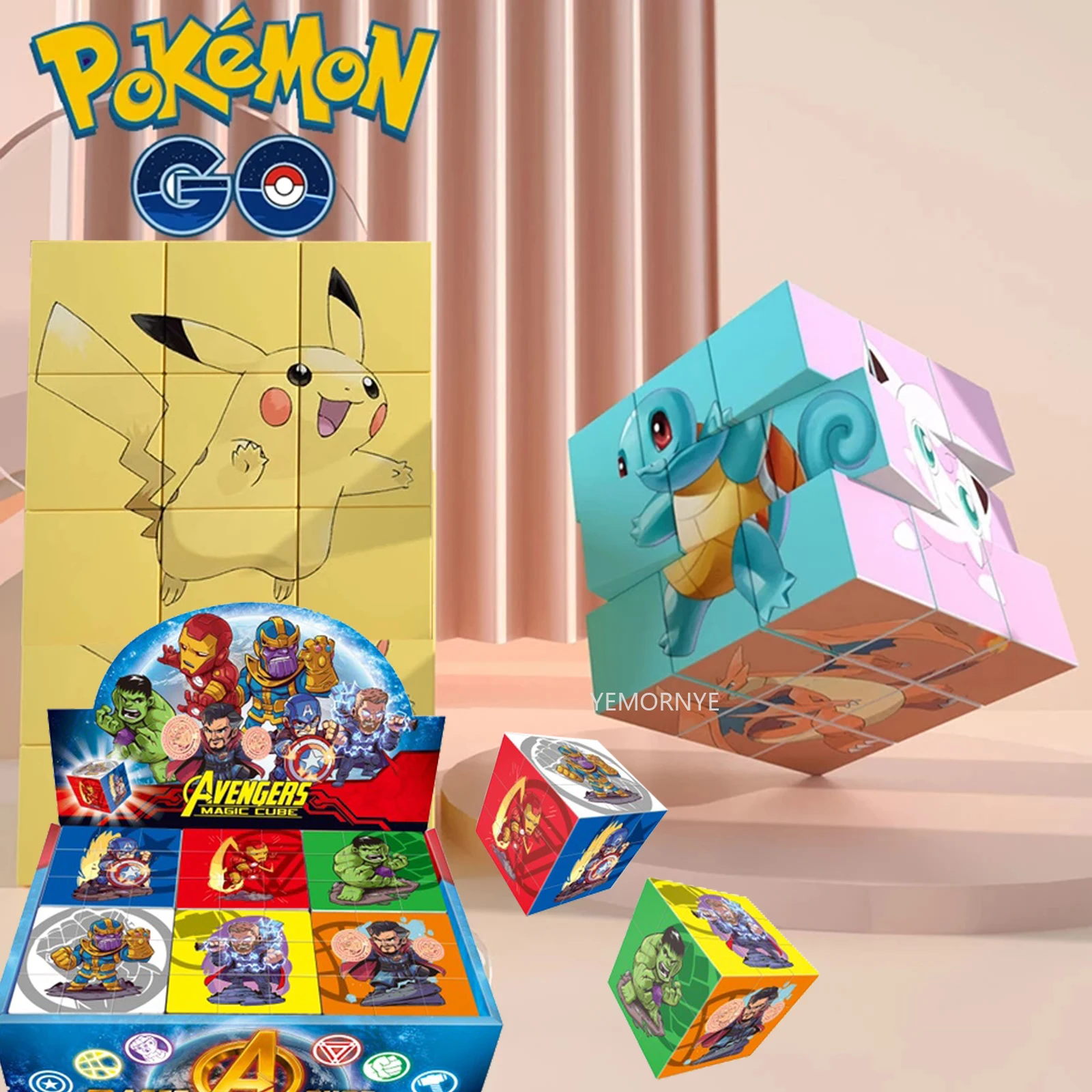 Pokemon Pikachu Avengers Spiderman Frozen Cartoon Cubo Di Rubik Per Bambini Giocattolo Intelligenza Di Sviluppo Dell'Istruzione Della Prima Infanzia