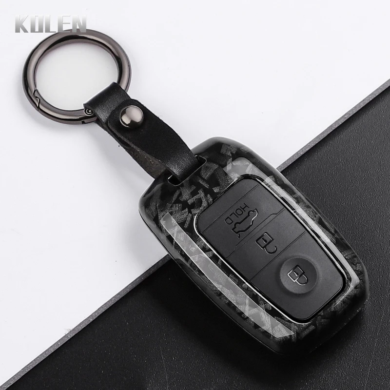 Sleek Carbon Fiber Style Car Key Case Cover