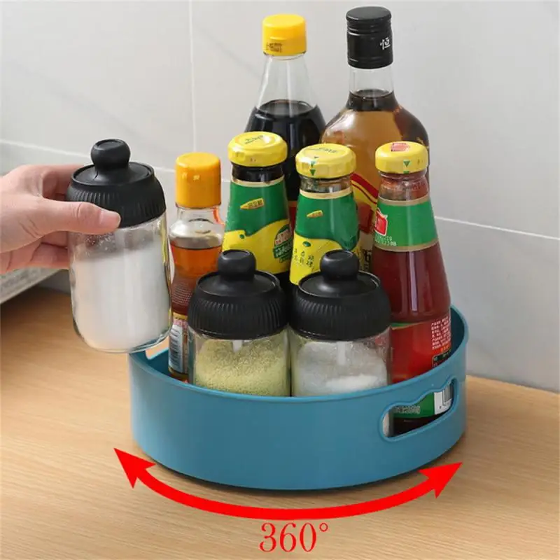 360 Degree Rotating Cabinet Organizer Kitchen Bathroom Cosmetic Turntable Storage Tray Non-Slip Spice Round Rack Plate 6