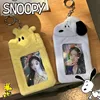 Snoopy Woodstock Plush Photo Card Holder Anti-lost Keychain Cute Cartoon Idol Protective Case Bag Bus Cards Sleeves Supplis Gift 1