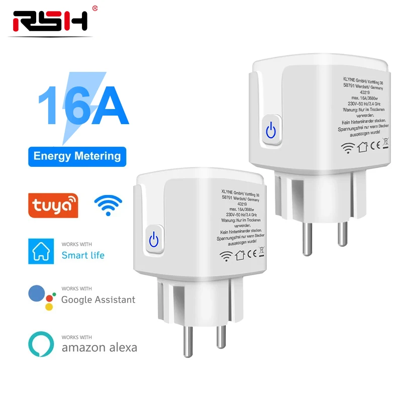 Soquete Inteligente Tuya com Monitor de Energia Aplicativo Inteligente Controle de Voz Temporização Wifi ue 16a Suporte Alexa Google Home