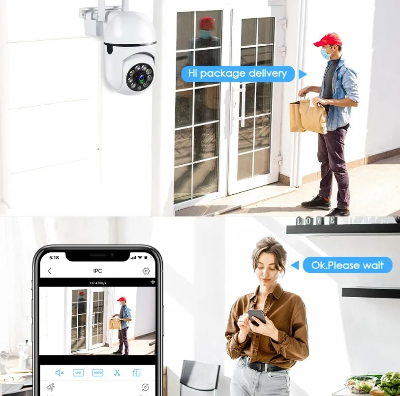 S8a8e31df5ed4454c8e6cac159a45ac5dL 3MP WiFi Camera IP CCTV Video Surveillance Camera Remote Home Use Automatic Human Tracking Full Color Night Vision Waterproofing