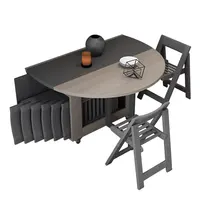 Table à manger ronde multifonctionnelle avec 4 chaises, meubles pliants, yemek masasi, mode 5