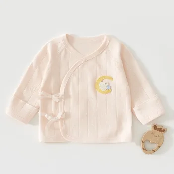 طفل الربيع والخريف أعلى 100 يوم الوليد معطف طويل الأكمام لينة القطن الخالص الكرتون نمط الذكور والإناث ملابس الطفل 3