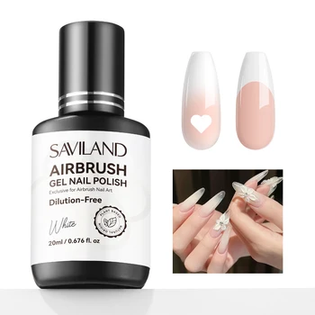 SAVILAND Smalto per unghie gel aerografo da 20 ml Smalto per aerografo bianco nero senza diluzioni per unghie francesi con colori ad alta pigmentazione