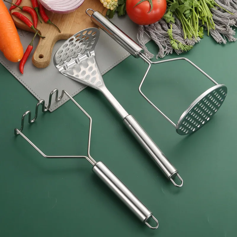 Potato masher Potatoes Crusher Stainless Steel Pressed Potato Masher Ricer Puree Juice Maker Potato Pusher Smooth Mashed Fruit Tools Kitchen