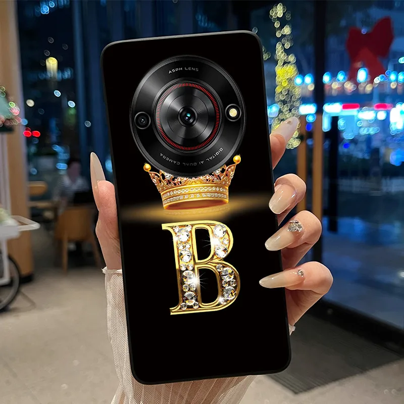 Vibrant Shockproof Soft Phone Case with Crown Letter Design