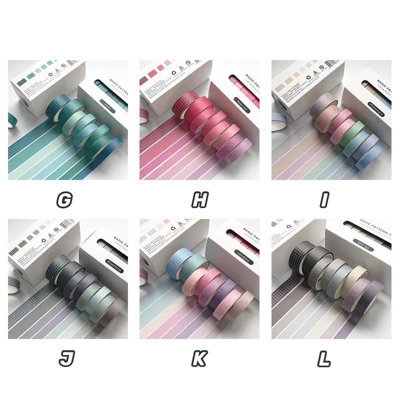 8Pcs/box Pure Color Basic Style Decoration Washi Masking Tape Creative Scrapbooking Stationary School Supplies 3