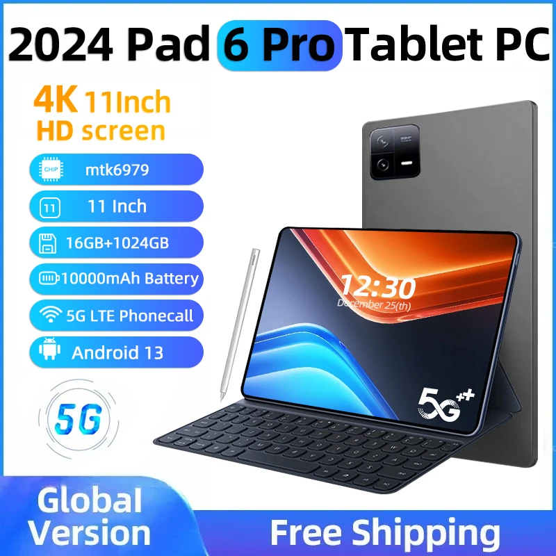 2024 Global Version Original Pad 6 Pro Tablets PC NTK6797 10000mAh Android 13 11 inch 16GB+1024GB 5G HD 4K Screen WIFI Mi