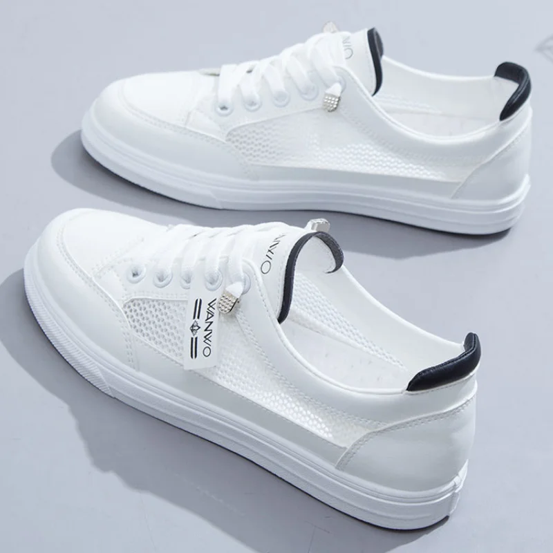 

Spring and Autumn Breathable Flat Shoes Solid Color Mesh Shoes Women Casual White Shoes Women's Sports Shoes Women's
