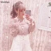 Vintage Sweet Lolita Style Knitted Pullover Autumn Girls Cute Off Shoulder Lace Ruffles Bow Sweater Women Harajuku Knitwear Tops 6