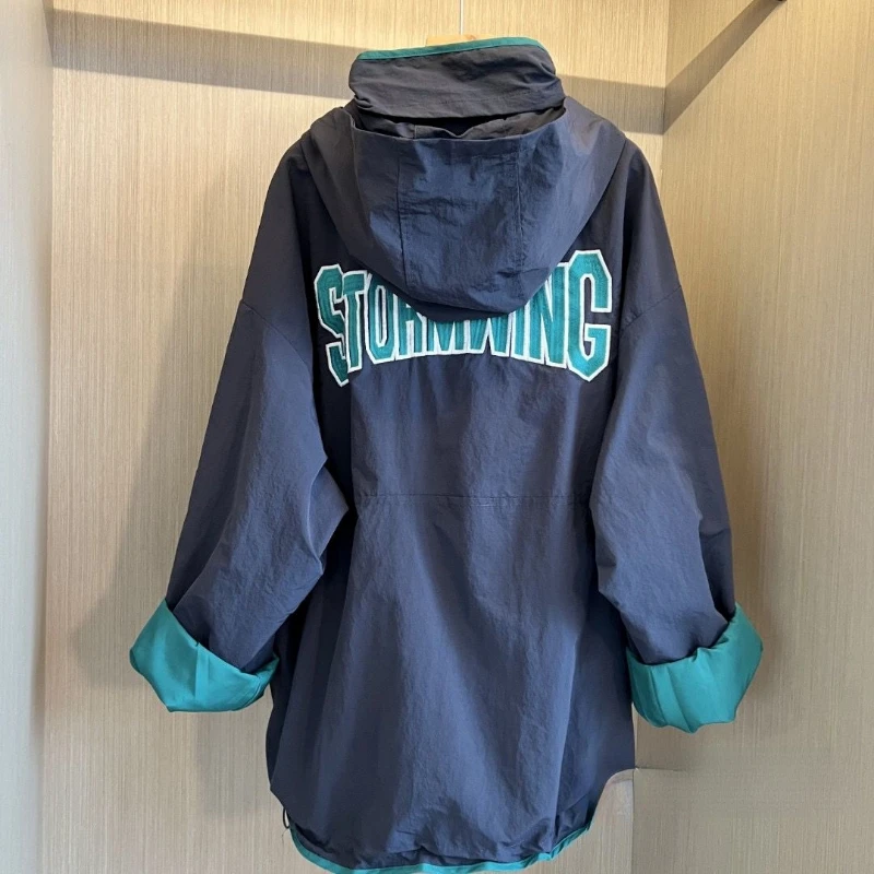 Oversize Hooded Long Sleeve Sweatshirt Hoodies Y2k Clothes Half Zip Pullover Streetwear Casual Loose Tops Windbreaker New