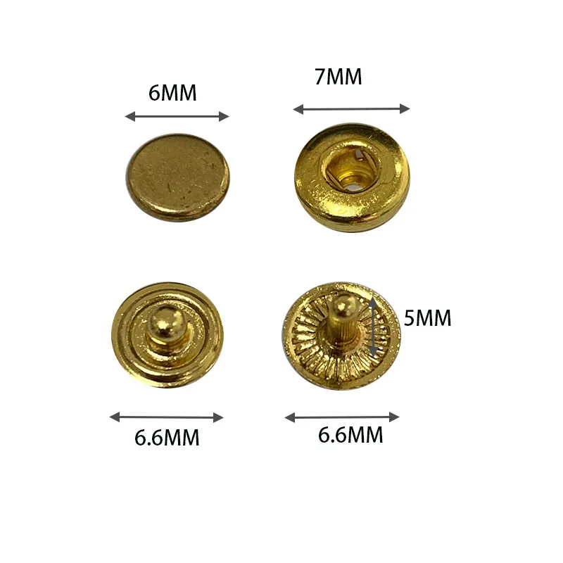 100-500Set Wholesale 6mm Mini Metal Press Studs Sew Button Snap Fasteners Make Doll Clothes Leather DIY Bag Shoes Garment Supply 2