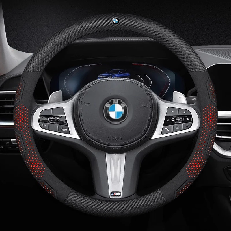 Car AntiSlip Carbon Fiber Steering Wheel Cover for BMW X1 X3 X5 X7 M3 M4 E39 E46 E60 E65 E90 F10 F15 F20 F25 F30 G20 G30 F01 E87 car steering wheel cover