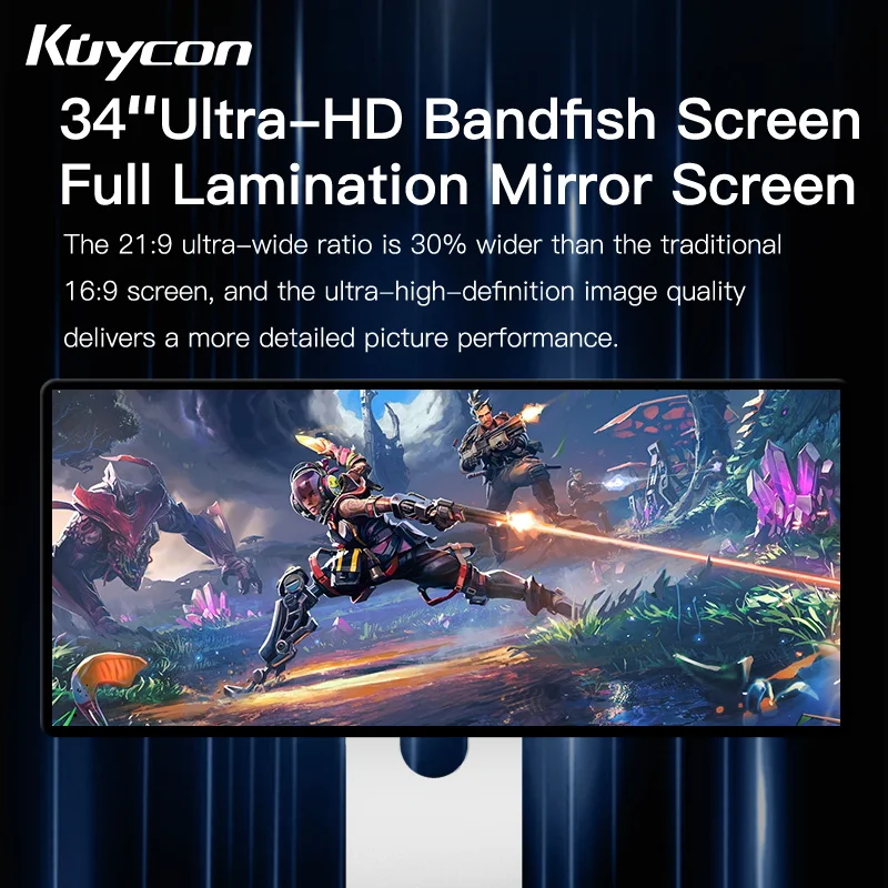 오리지널 쿠이콘 Q34W 게이밍 컴피티티브 모니터 34인치 UHD 4K 알루미늄 합금 미러 컴퓨터 디스플레이 5ms 빠른 응답 화면