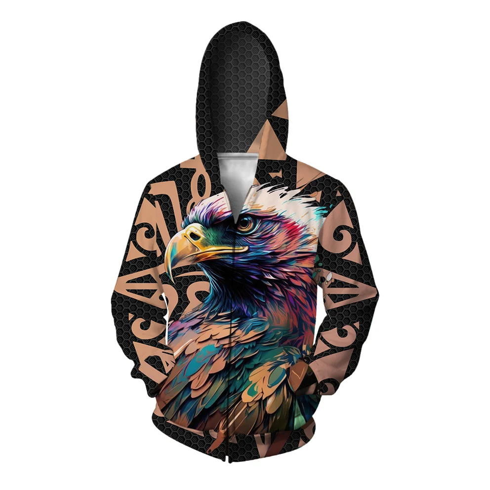 thumbnail image 1 of Sudadera con capucha y cremallera para hombre, sudadera con capucha con estampado de águila para hombre, sudadera nueva de moda, sudadera con capucha con estampado delicado, ropa, 1 of 5