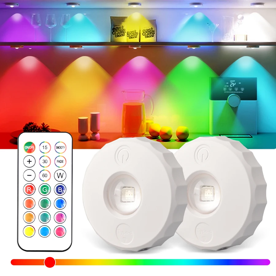 Rechargeable Wireless RGB Ambient Night Light with Remote Control and Dimmable Timing Function