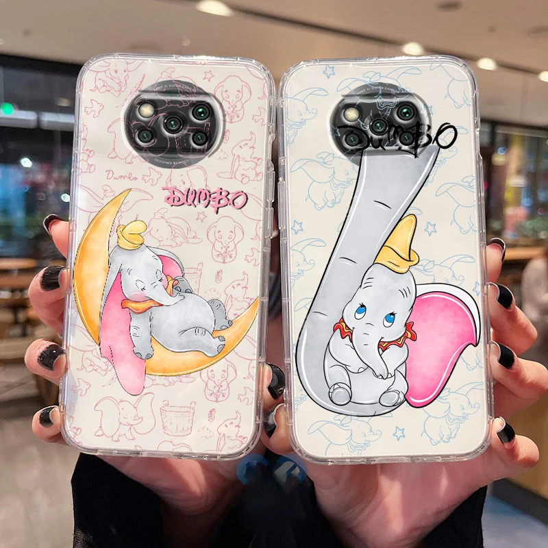 

Disney Dumbo Cute For Poco X5 C55 C40 C50 F4 M4 X4 GT X3 F3 GT M3 C3 NFC Pro Mix3 Transparent Phone Case