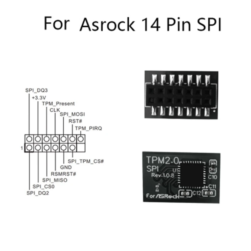 TPM 2.0 Encryption Security Module Remote Card 14 Pin SPI TPM2.0 Security Module For ASROCK Motherboard