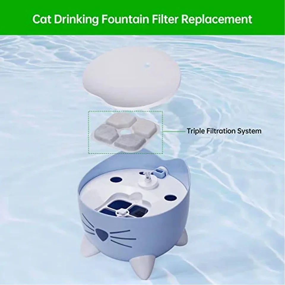 FEELNEEDY Cat Water Fountain Filters - 6 Pack Replacement Filters With Sponges