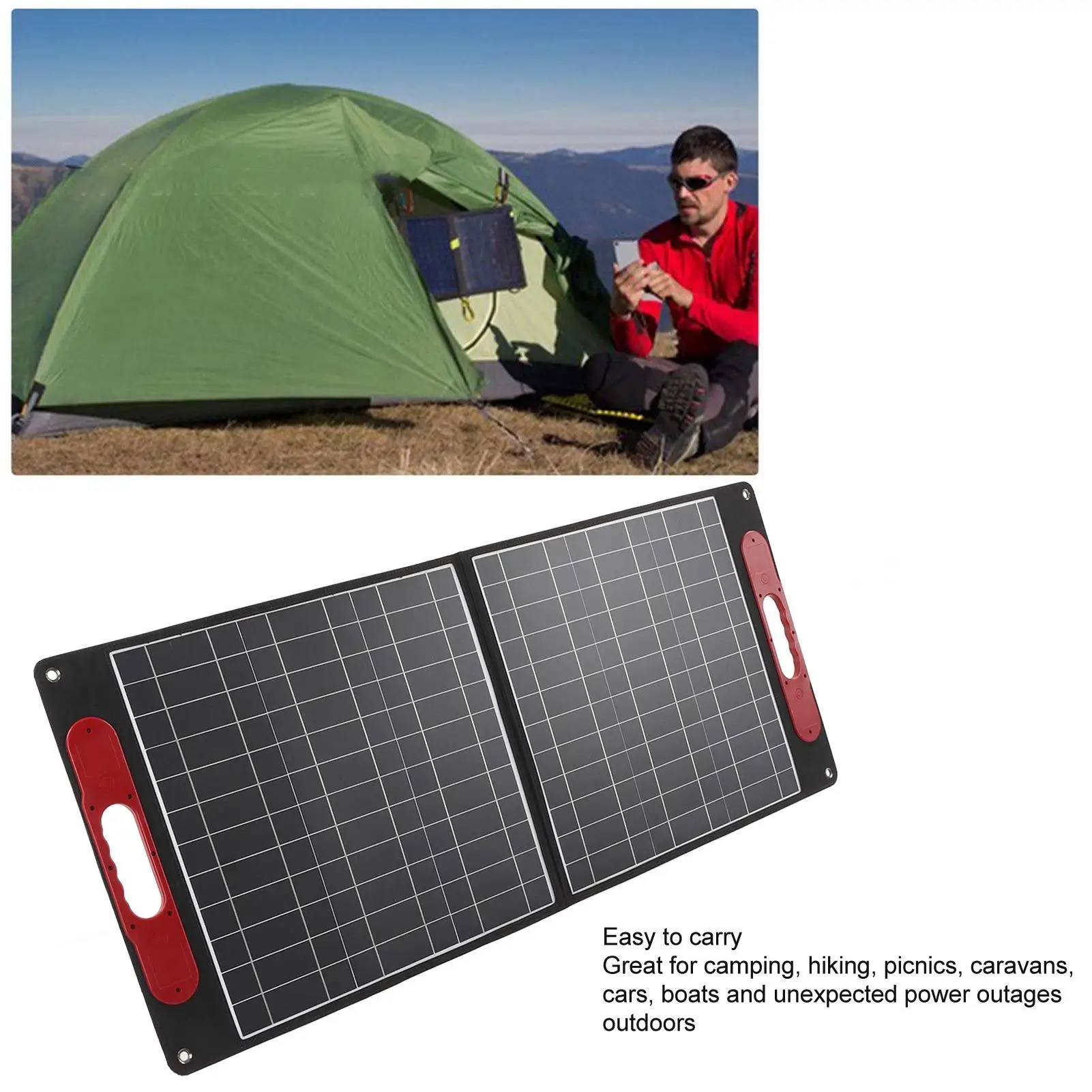 100W Foldable Monocrystalline Solar Panel-Scratch Resistant, High Efficiency, Ideal for camping & for car Use