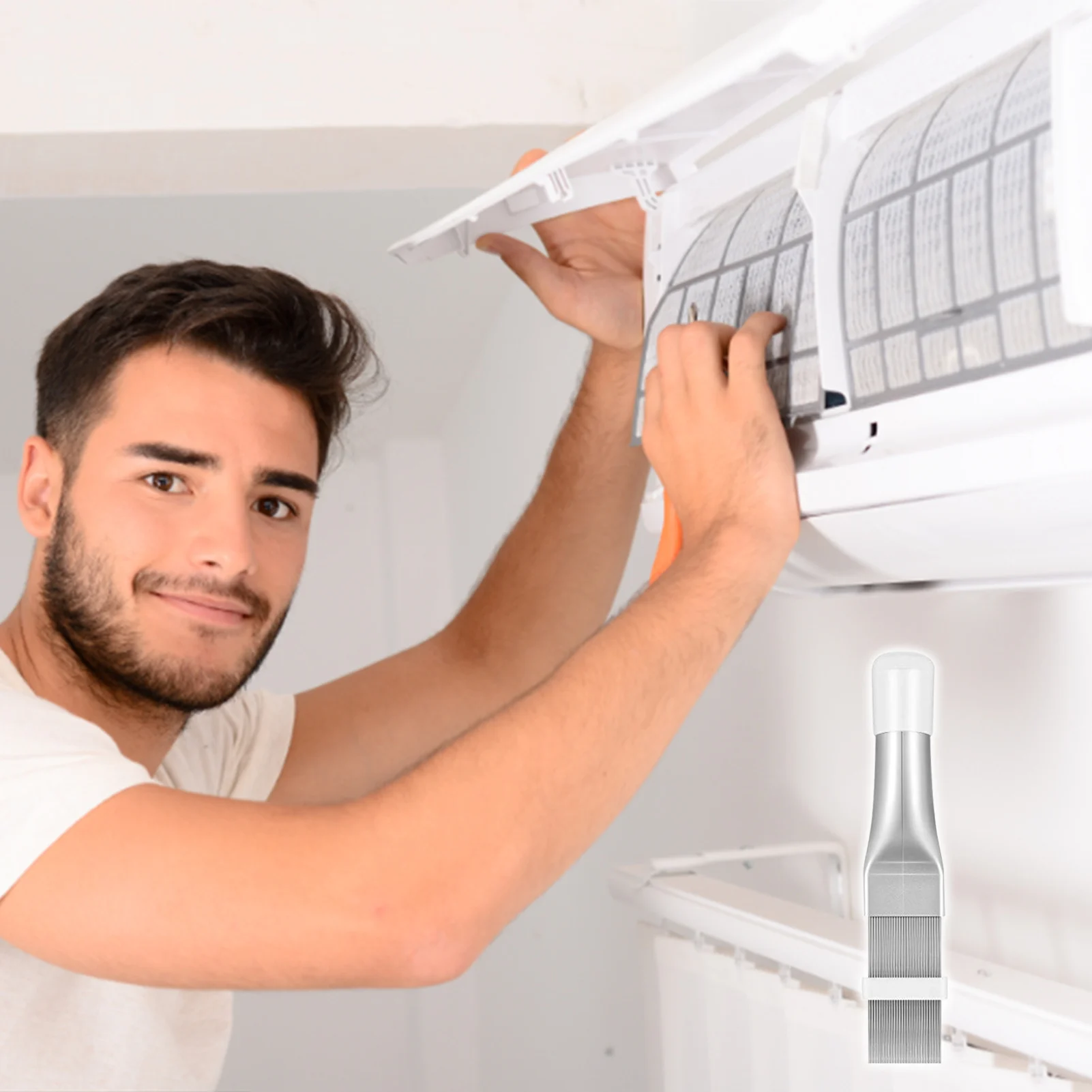 AC Condenser Fin Comb Stainless Steel AC Fin Cleaning Brush Evaporator