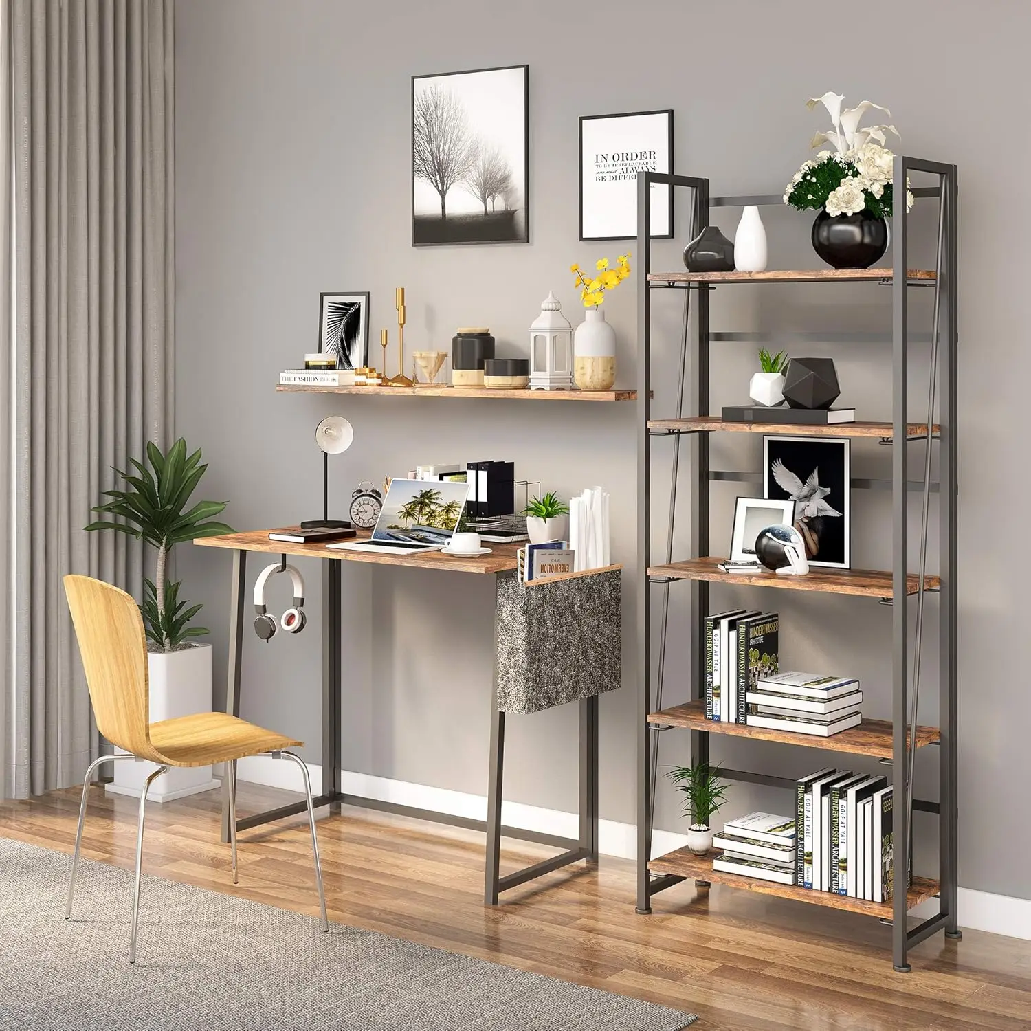 Bookshelf Storage Shelves 5 Tiers Vintage Plant Flower Stand Storage Rack Shelves Bookcase